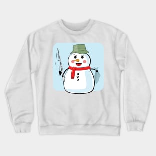 Snowman Fisher - Funny Illustration Crewneck Sweatshirt